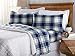 Great Bay Home 4 Piece Micro Fleece Queen Navy Plaid Sheet Set | Super Soft, Cozy Extra Plush Polar Fleece Bedding Sheets & Pillowcases | Microfleece Winter Sheets (Queen, Navy Plaid)