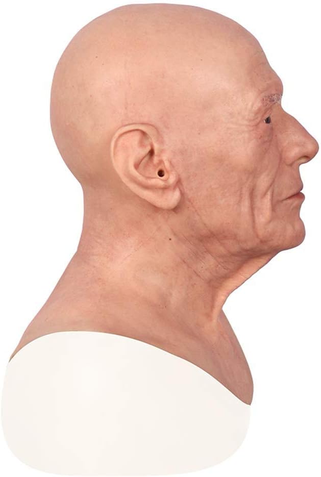 Mask Halloween Cosplay Masquerade Transgender Role Playing Realistic Silicone Old Man Full Head Mask Adult Mask