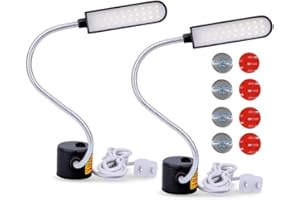 EVISWIY Sewing Machine Light LED Lighting (30LEDs) 6 Watt Multifunctional Flexible Gooseneck Arm Work Lamp with Magnetic Mounting Base for Workbench Lathe Drill Press 2 Pack