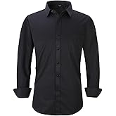Long Sleeve Dress Shirts for Men - Regular-Fit Casual Button-Down Shirt with Pockets