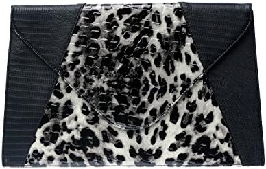 Leopard Print Faux Alligator Envelope Clutch