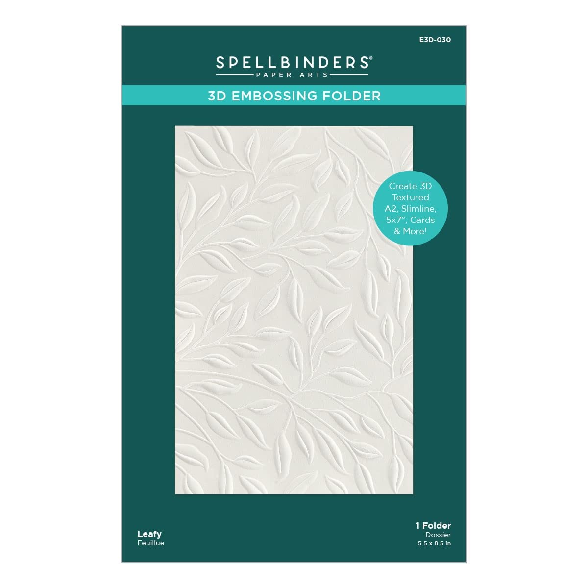 Spellbinders 3D Embossing Folder Leafy, Paper, Opaque