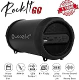 WOOZIK Rockit Go / S213 Bluetooth Speaker, Wireless Boombox Indoor/Outdoor with FM Radio,Micro SD Card, USB, AUX 3.5mm Support, Rechargeable Battery, Strap for Travel, Great for Parties! - Black