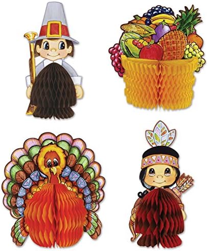 Beistle 4-Pack Ornamental Thanksgiving Playmates, 4-Inch-5-Inch
