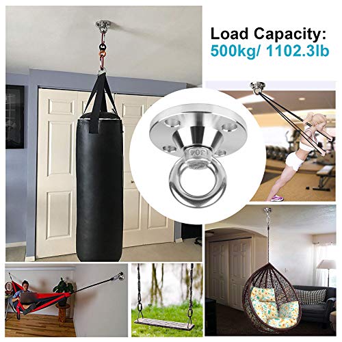 TSSS 360 Grad Drehen Deckenhaken Schaukel Boxsack Hängematte Haken Set - Bis 500kg Tragfähigkeit SUS 304 Edelstahl Wand… – Bild 4