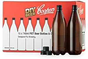 Coopers DIY Beer 740ml Oxygen Barrier Home Brewing Beer Bottling Set, Qty. 15