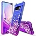GPNP Case for Samsung Galaxy S10 Plus,Galaxy S10+ Case,Gradient Quicksand Floating Four Reinforced Corners TPU Bumper Cushion Protective Shockproof Phone Cover for Girls Women 6.4 Inch,Blue/Purple