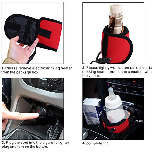 12V Car Electric Warmer Cup Sleeve Travel Beverage Warmer,Portable Baby Bottle Warmer for Milk,Coffee,Tea,Water - Thumbnail 4
