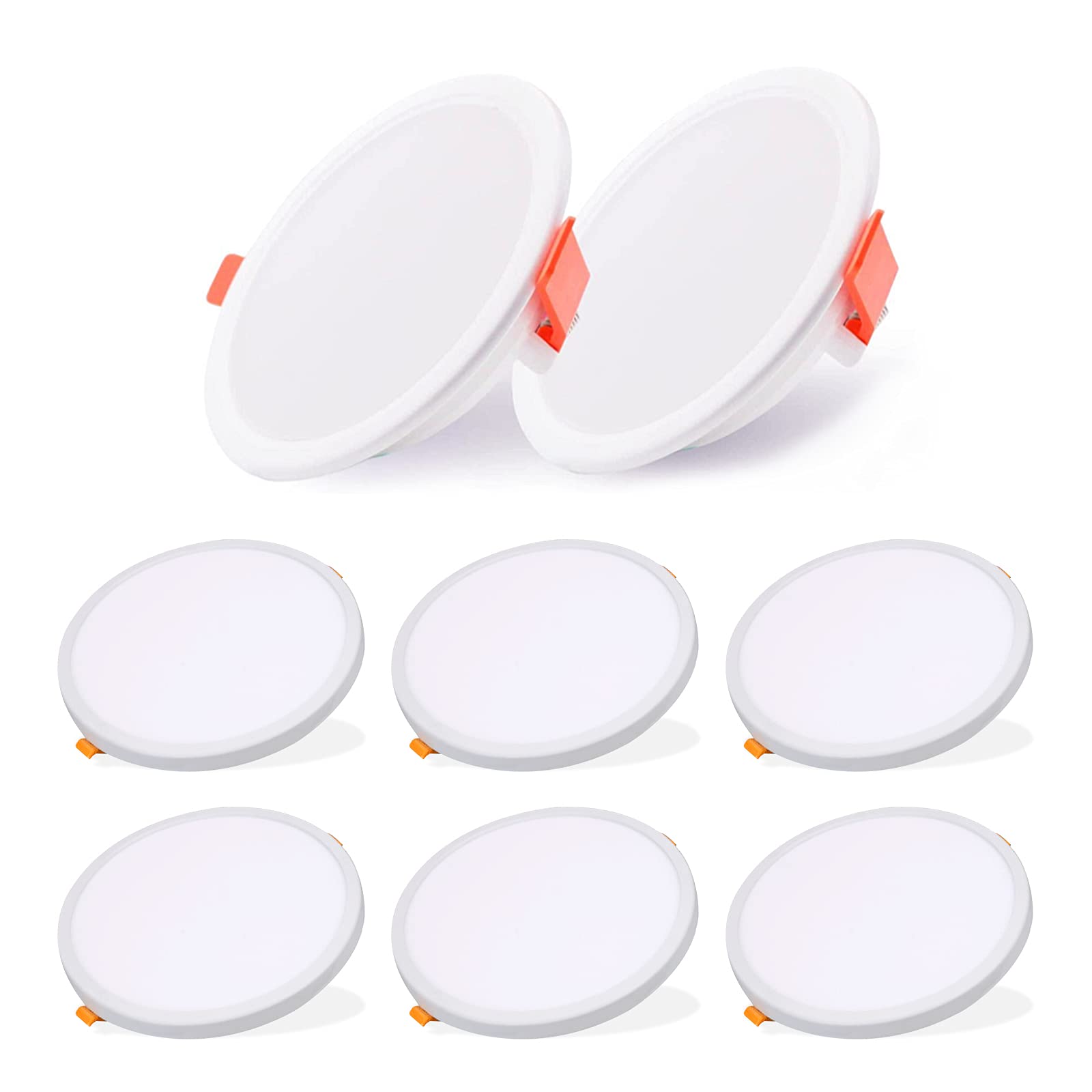 LED Recessed Ceiling Lights, 6W Round Downlights Spotlights Lamp, 540lm Daylight 6500K, Cut Φ50-80MM, Downlights Lighting for Living Room Hallway Kitchen (8Pcs, Warm White)