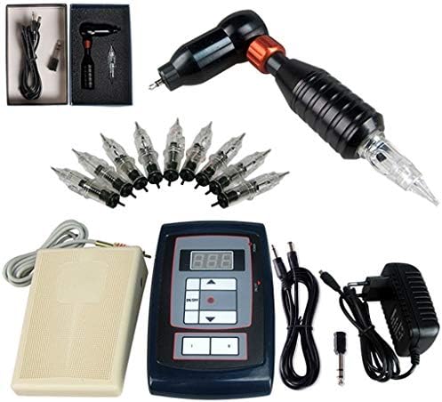 Cheap Tattoo Complete Kit 1 Tattoo Pen Supply Foot Pedal Needles Grips Tips Complete Tattoo Kit (color : Black)
