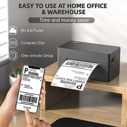 PEDOOLO Bluetooth Shipping Label Printer, 4x6 Thermal Printer for