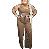 Hostoyo 2 Piece Sets for Women Lounge Sweatsuit Crop Tops Drawstring Ripped Wide Leg Pants with Pockets 2024 Casual Sweaterpants Going Out Tracksuit Summer