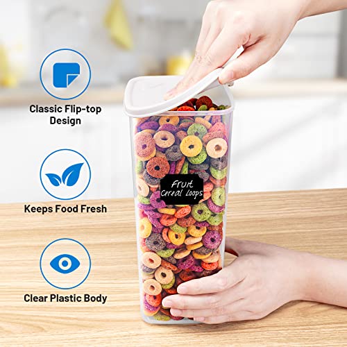 Airtight Food Storage Containers Set with Lids[8 Pack] for Kitchen & Pantry Organization, Canisters for Cereal Flour Sugar Dry Food BPA Free Plastic Stackable, Include Labels Marker Spoon