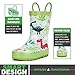 Knodel Rain Boots for Kids, Waterproof Rubber Boots with Easy-On Handles for Boys and Girls, Rubber Printed Patterns Shoes for Toddlers (7 Toddler, Green Dinosaur)