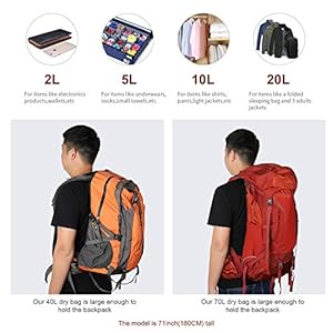 Schnorchelmasken 51Iwg4tDacL. SS300 🍀【100 % wasserdicht, Halten Sie Ihre Artikel trocken sauber】Unsere wasserdichte Tasche kann Ihre wertvollen Gegenstände von Regen, Schnee, Schmutz, Staub oder Sand zu halten. Es ist aus Fabrik verklebte Nähte, 210T Polyester Taftgewebe, hydrostatischeDruck wasserdicht Index bis zu 5000, können Ihre Artikel in trocken und sauber zu halten.
🍀【Durable und Lightweight】Unser Trockensack besteht aus 210T Polyester-Taftgewebe und nahtlosem Schweißen, fest und zäh. Es kommt mit Roll-Top-Verschluss mit Schnellspannschnalle, die in drei Sekunden versiegeln. Es kann gerollt oder gefaltet werden, um Platz zu sparen. Seine glatte Oberfläche macht es leicht zu reinigen. Nur ca. 0.22lbs für jede Tasche.
🍀【Strong Buckle for Carrying】Unsere Trockentasche hat eine professionelle Schnellspannschnalle, die den 100.000-fachen Gebrauch tragen kann, was fest, solide und sicherer ist.