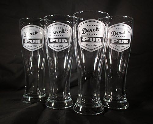 Personalized Beer Glasses Retro Style Labeled 16oz Pilsner