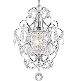 LuFun Modern Crystal Chandeliers,Crystal Pendant Light,Chandelier Lighting Fixtures,Ceiling Light for Living Room Bedroom Restaurant Hallway (1-Light,Chrome)