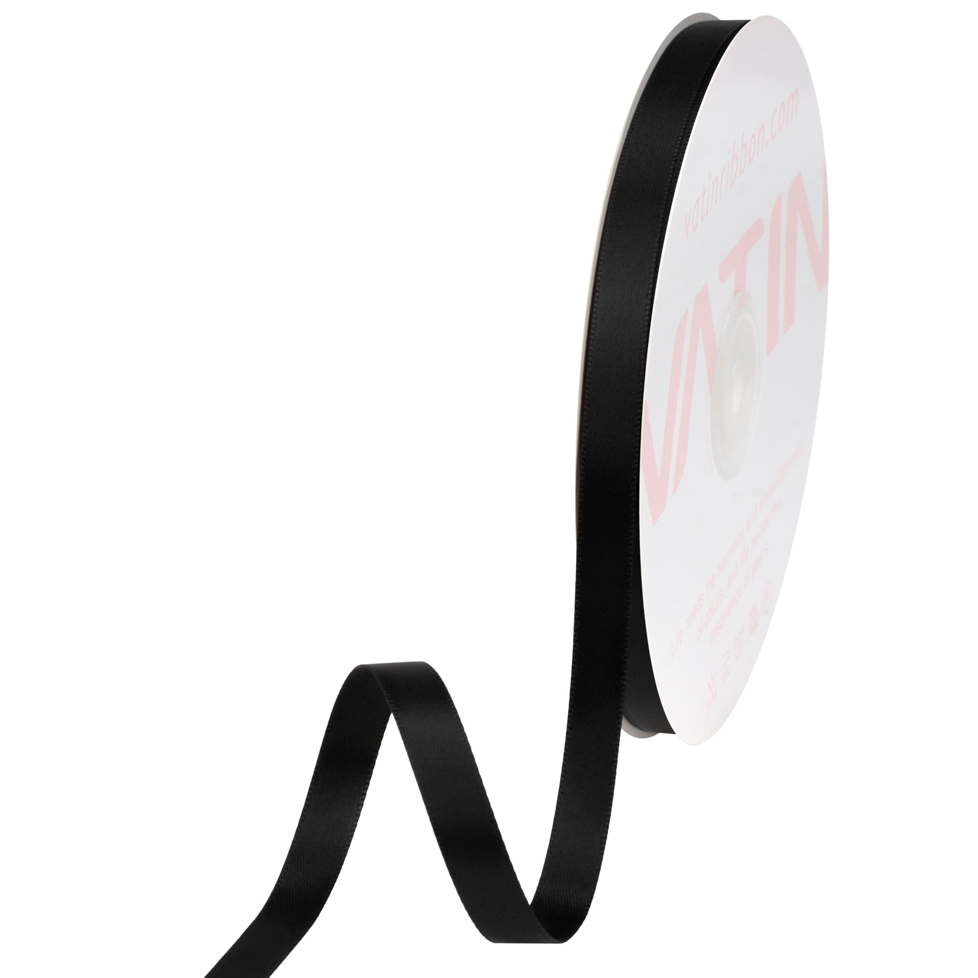VATIN 10mm Double Faced Black Polyester Satin Ribbon - 45 Metre for Gift Wrapping Ornaments Party Favor Braids Baby Shower Decoration Floral Arrangement Craf Supplies