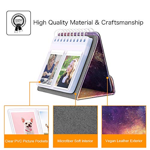 Fintie Calendar Photo Album for Fujifilm Instax - 64 Pockets Vegan Leather Photo Album for Fujifilm Mini 9 Mini 8+ Mini 90, HP Sprocket, Kodak Mini, Polaroid Camera 3-Inch Film (Galaxy)