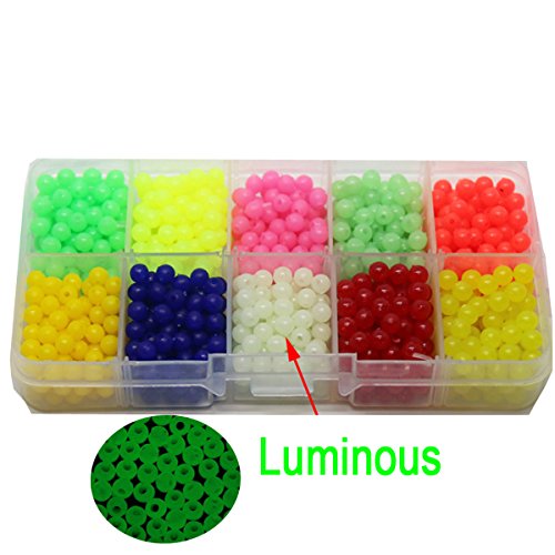 Fishing Beads 5mm Assorted Saltwater Carp Fishing Tackle Kit 1000pcs/box Hard Plastic Eggs for Rigs