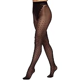 MANZI Women's Sheer Patterned Tights All-Over Polka-Dot Leopard Hearts Stockings 30 Denier Pantyhose Nylons