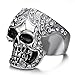 Mens Vintage Black Gothic Skull Rings 316L Stainless Steel Heavy Metal Rock Punk Biker Bands High Polished Size 8-12