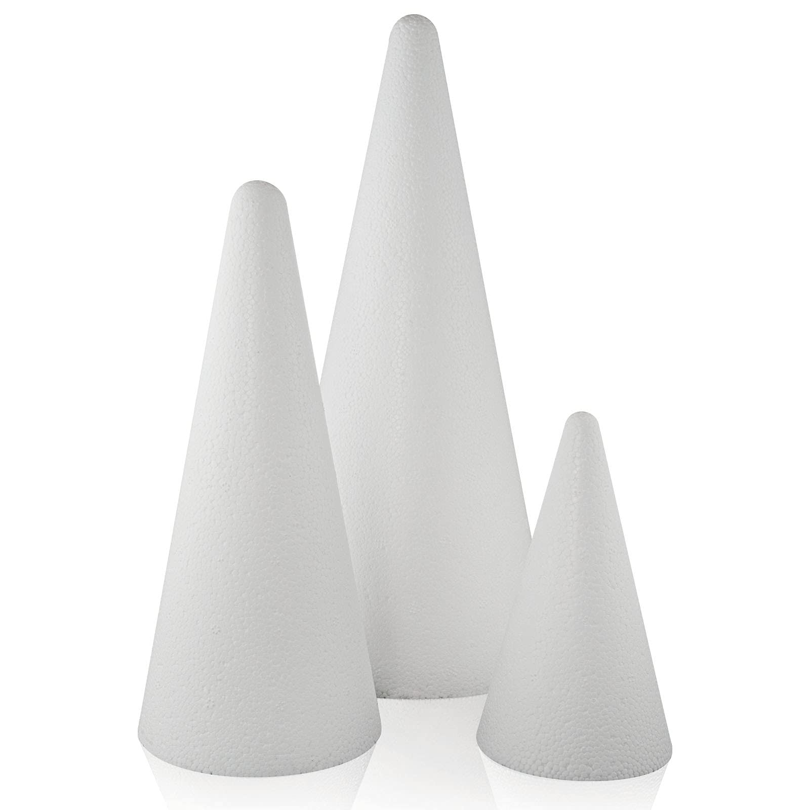 MCE-Commerce A32993 Polystyrene Cone, Diameter 7 cm, 9 cm, 21 cm, Diameter 12 cm, Height 27 cm, White