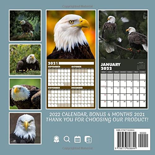 Bald Eagles 2022 Calendar: January 2022 - December 2022 Official Squared Monthly Calendar, Calendario, Calendrier 12 Months Mini Planner | Bonus 4 Months 2021: Anthony, Berry, Anthony: 9798773608844: Amazon.com: Books