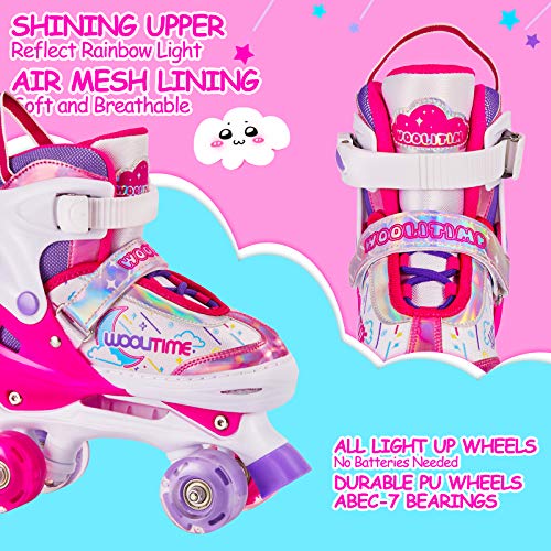 Woolitime Adjustable Roller Skates for Girls and Boys, 4 Size Adjustable Toddler Roller Skates