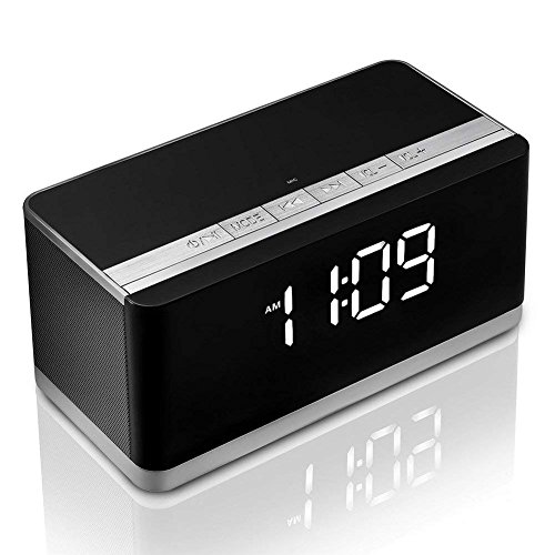 Bluetooth Speaker with Alarm Clock Radio,XPLUS Portable Wireless Speaker with Enhanced Bass,Hands-Free Calling,FM Radio,USB Host,TF Card Slot,Perfect Speaker for Outdoors/Indoors (Black)