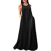 Mingyuezai Women's Sleeveless Linen Maxi Dress Casual Long Dresses with Pockets