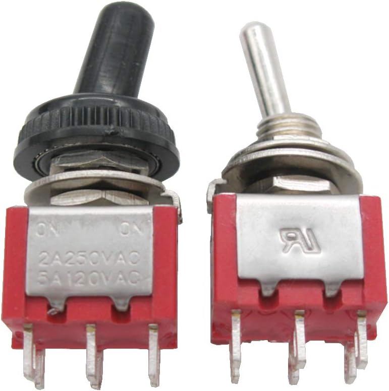 mxuteuk 10Pcs Mini Toggle Switch DPDT 2 Position 6 Pins ON-ON AC 125V 5A with Waterproof Cap MTS-202-10MZ - Image 5