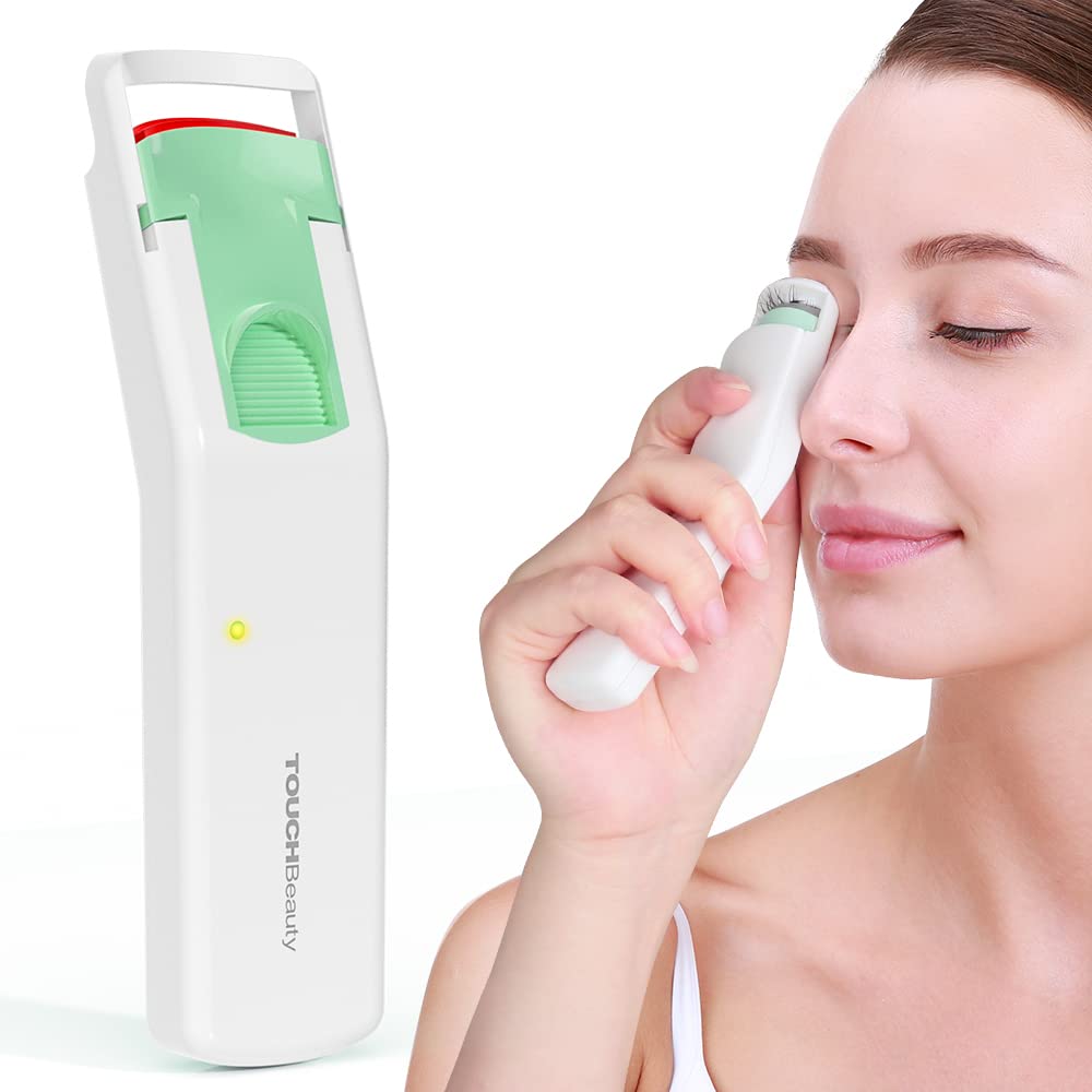 TOUCHBeauty Electric Eyelash Curler,Heated Eyelash Curler with Smart Silicone Heating Pads,Fast Heating Natural Curling Lash Styling Tools for Women,AG-9906 (Green)