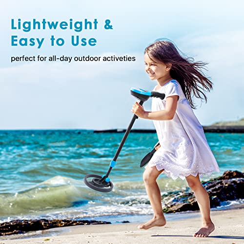 Kids Metal Detector - Metal Detector for Kids with Waterproof Coil, Backlight LCD Display, Adjustable Lightweight Metal Detector, Use for Detecting Coins, Gold and Outdoor Treasures Blue