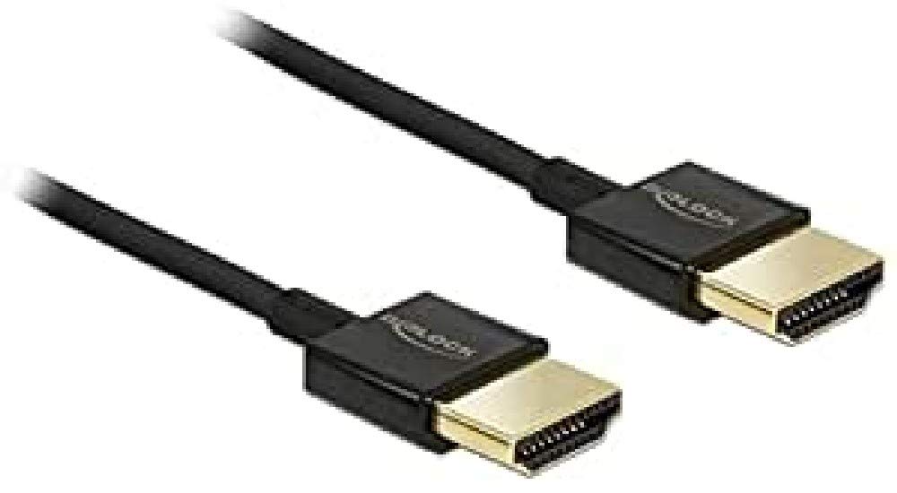 Delock High Speed HDMI Cable with Ethernet – HDMI-A Male to HDMI-A male 3D 4 K 1 m Slim Premium