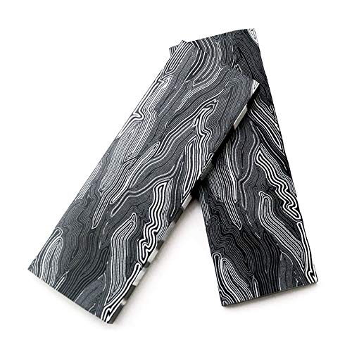 RECHERE 2pcs Knife Handle Scale Slabs Grips G10 Damascus Pattern Black White