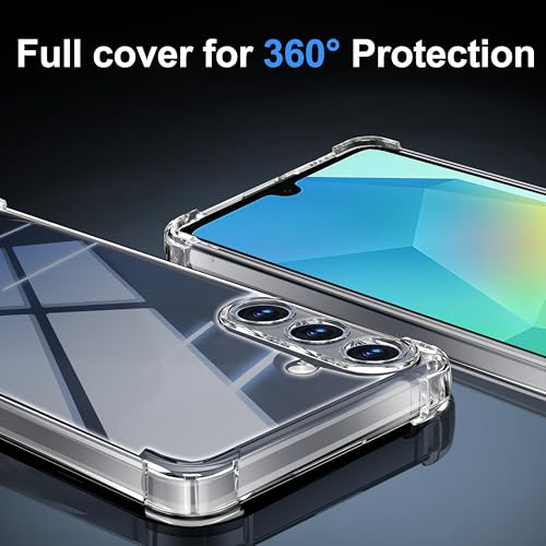 Tentoki for Samsung A16 Phone Case, Samsung Galaxy A16 case and 2 Screen Protector, Clear Soft TPU Cover, Shockproof Protective, Prevents Yellowing, Ultra-Slim, Transparent