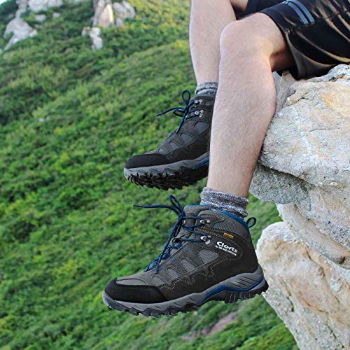 Clorts Men's Pioneer Hiking Boots Waterproof Suede Leather Lightweight Hiking Shoes Dark Grey/Blue 11.5 M US - Thumbnail 4