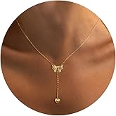 Funsanny Gold Necklace for Women - Trendy Simple 14K Plated Cute Bow CZ Pendant Choker Chain Necklace for Women Non Tarnish Dainty Jewelry Gift