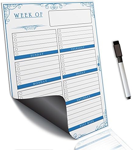 planOvation's Magnetic Dry Erase Board Weekly Planner (16"x12", Blue)