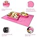 Baby Feeding Mat, BliGli Toddlers Silicone Placemat, Non-Slip Baby Plates for Kids, Dishwasher/Microwave Oven Safe, Fits Most High Chair Trays, Perfect for Dinners Out and Travel. (Pink-Small Whale)