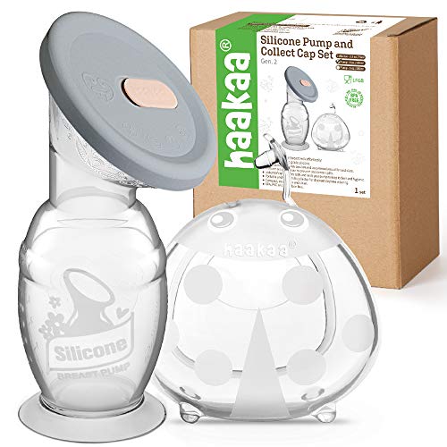 Haakaa Set Extractor De Leche Manual + 2 Recolectores Copa: 100ml Y 75ml, Silicona Suave Sin BPA, Para Recoger Cada Gota