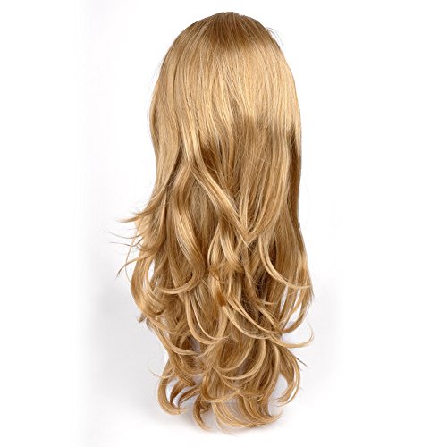 Ty.Hermenlisa 28″ 195g Long Wavy Layered 3/4 Head Wig One Piece Clip in Synthetic Hair Extensions for Thick Volume Body Wave Women Weft Hairpiece Accessory Honey Blonde