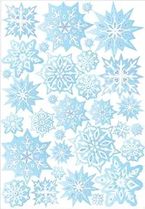 Blue Snow Flakes Wall Stickers Snowflake Wall Decor in Ice Blue 32 Snowflake Wall Decals