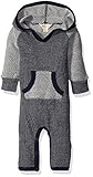 Burt's Bees Baby Boys' Organic Long Sleeve Footless Hooded Coverall, Midnight Loose Pique, 12 Months