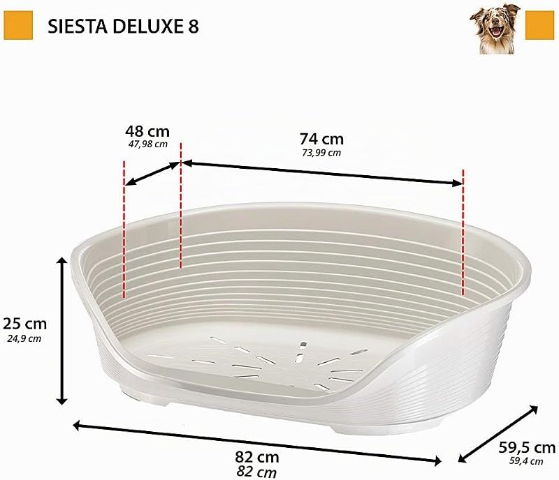 - Cama para perros y gatos - Cama para perros mediana - 100% plástico reciclado - Cesta para perros - transpirable y antideslizante - Siesta Deluxe, 74 x 48 x h 25 CM, AZUL