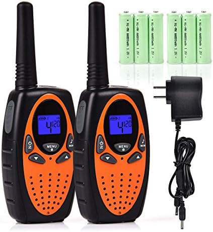 Swiftion Handheld Kids Walkie Talkies Rechargeable 22 Channel 0.5W FRS/GMRS Walky Talky for Kids 2 Way Radios (Orange, Pack of 2)