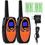 Swiftion Handheld Kids Walkie Talkies Rechargeable 22 Channel 0.5W FRS/GMRS Walky Talky for Kids 2 Way Radios (Orange, Pack of 2)
