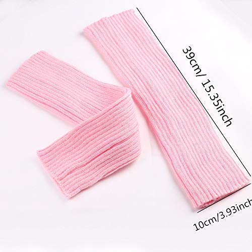 SunTrade 2 Pair Leg Warmers,Women Girls Boots Cuff Warmer Ribbed Stretch Knee Leg Socks (Black+Pink) - Thumbnail 3