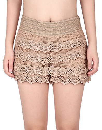 Hde women s lace shorts fitted scallop hem crochet mini…